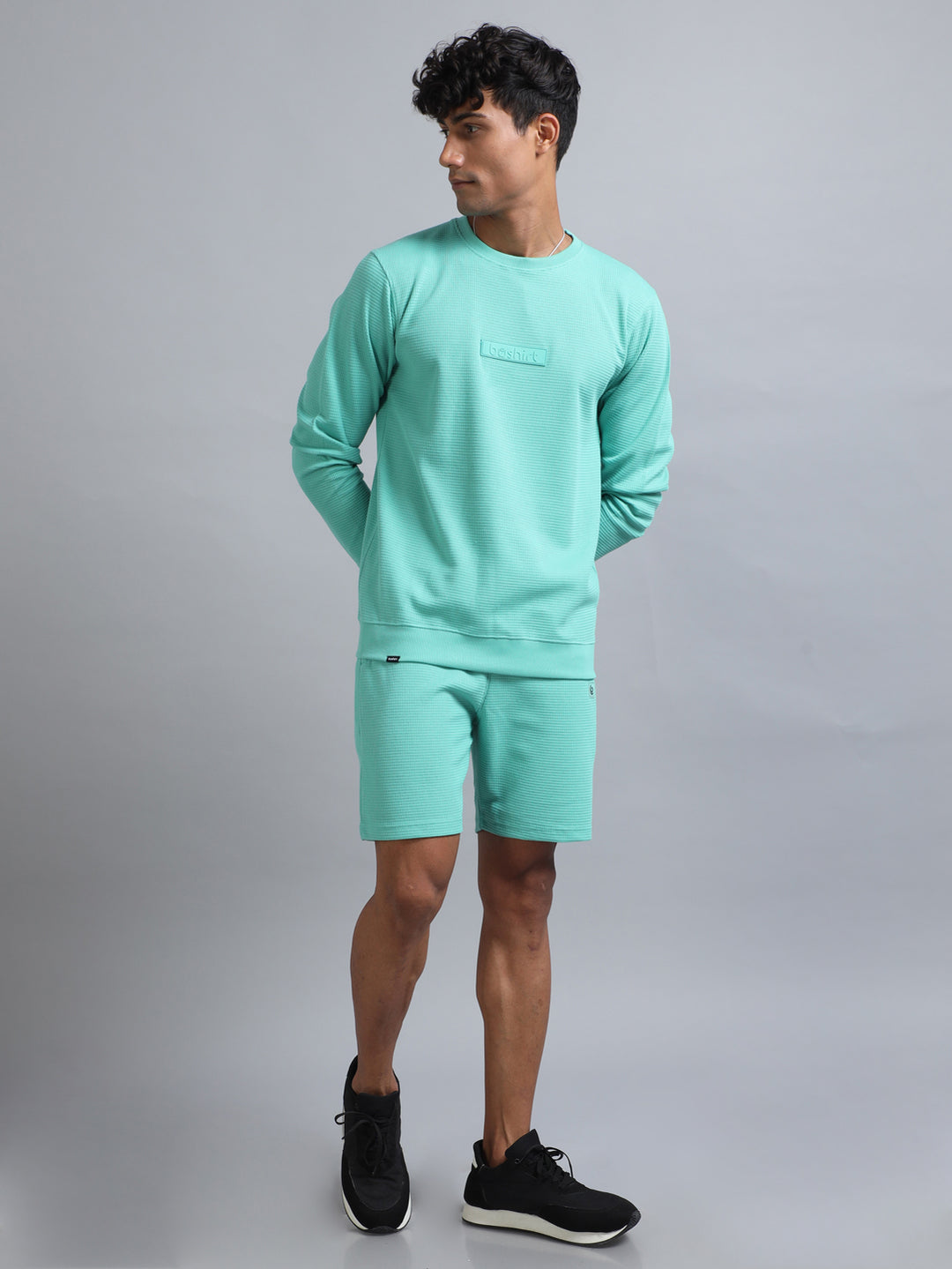 Aqua Green Waffle Co-Ords Co-Ords Bushirt   