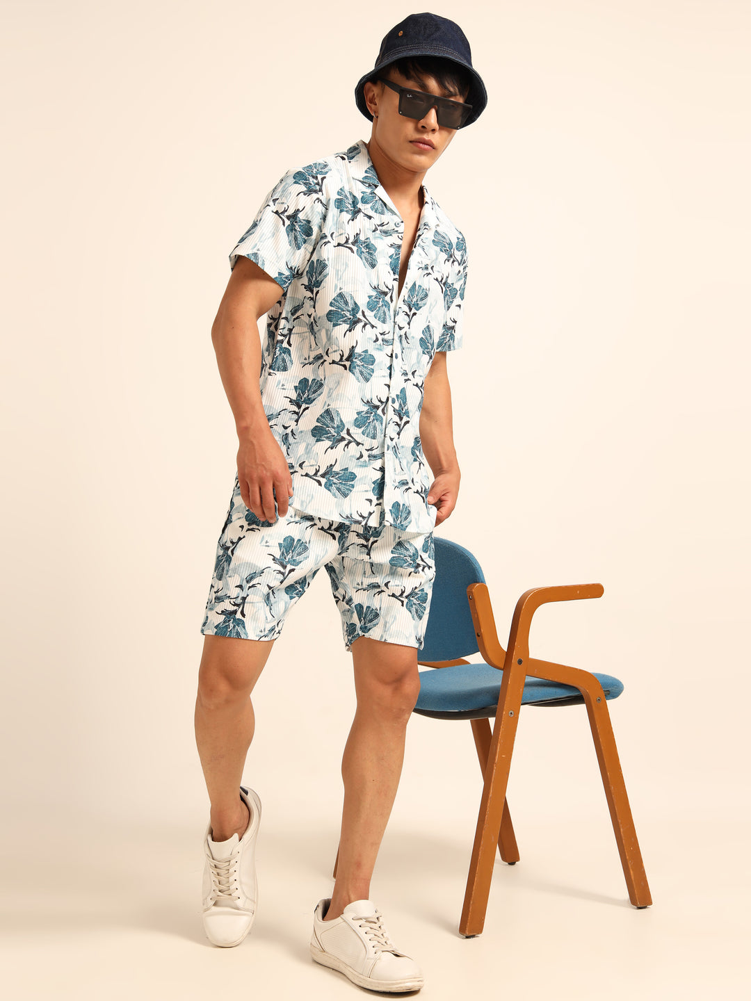 White Printed Co-Ords Regular Size Co-Ords Bushirt