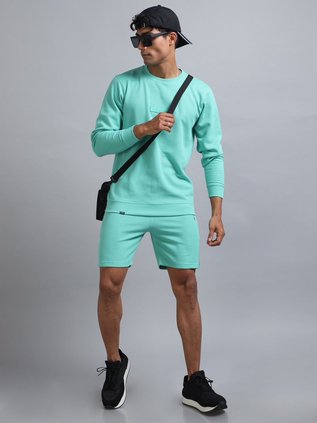 Aqua Green Waffle Co-Ords Co-Ords Bushirt   