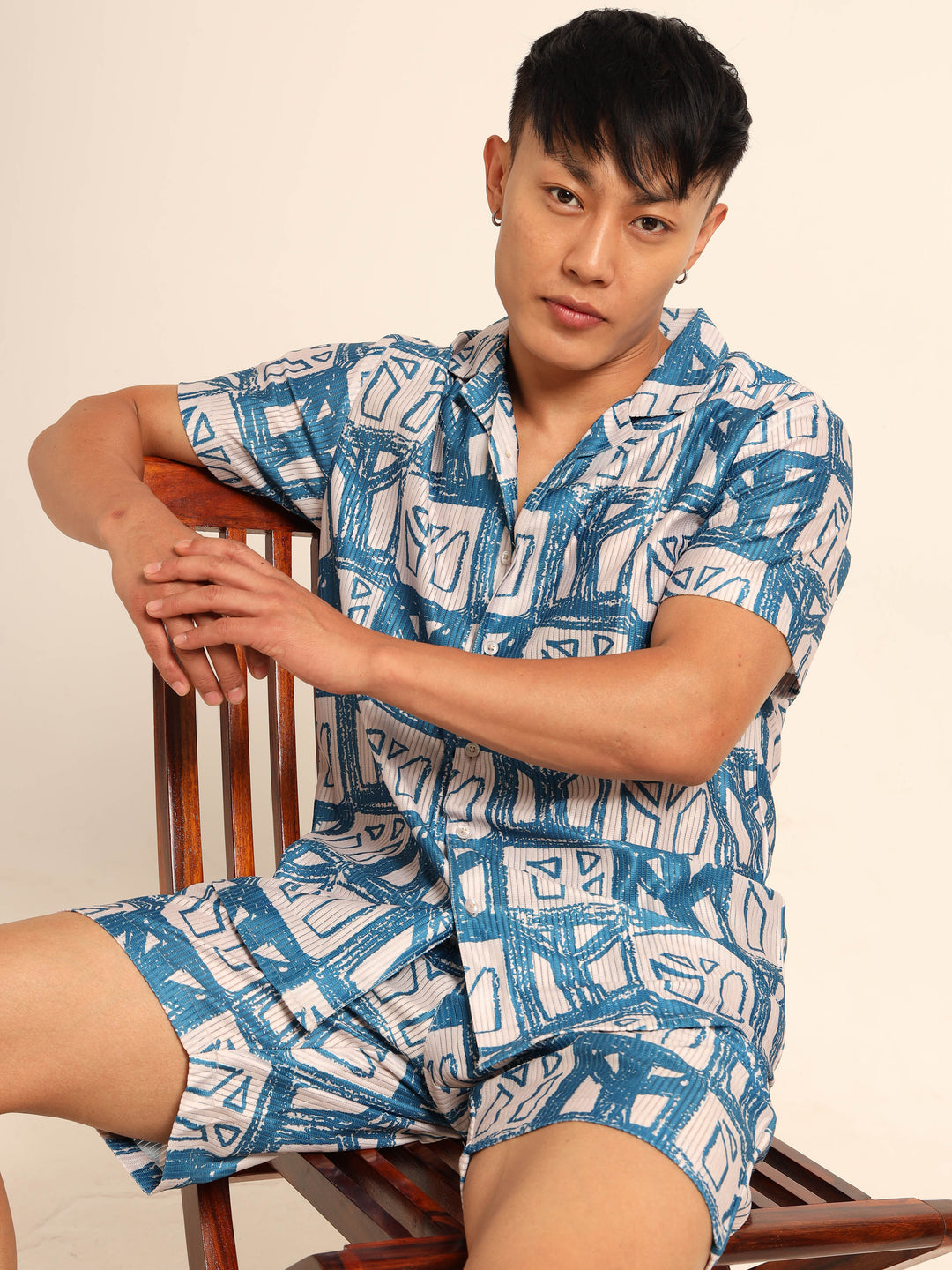 Blue printed Co-Ords Regular Size Co-Ords Bushirt
