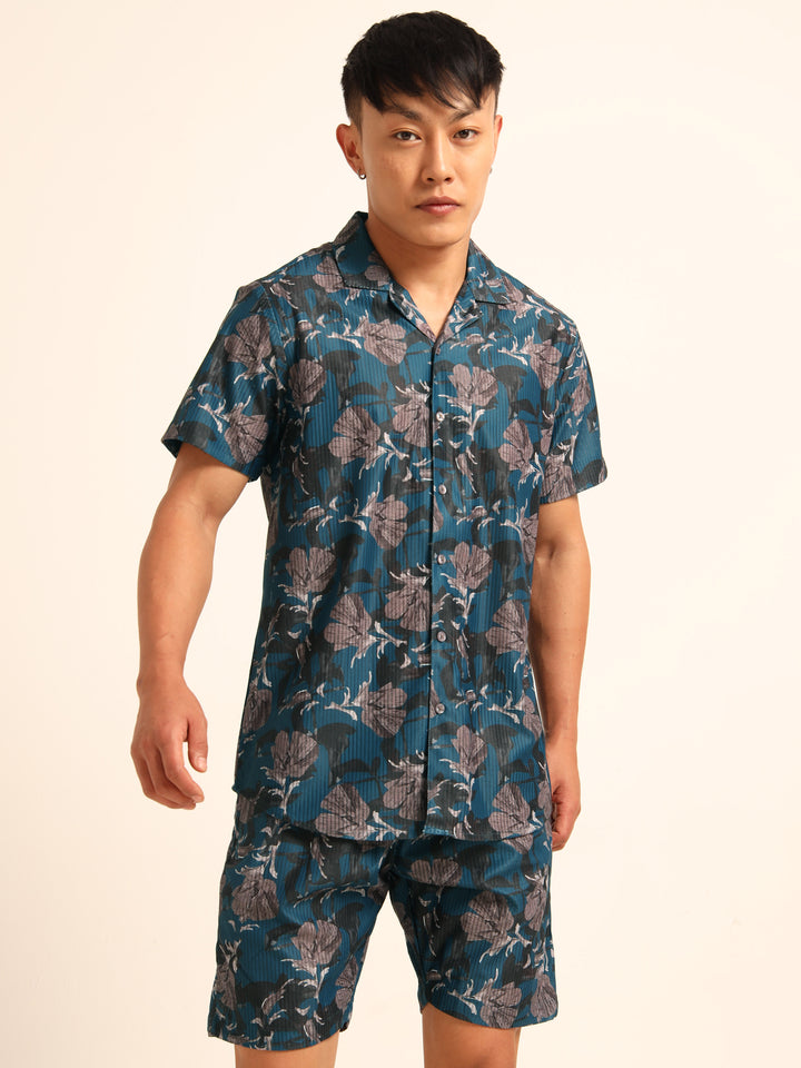 Persian Blue printed Co-Ords Regular Size Co-Ords Bushirt