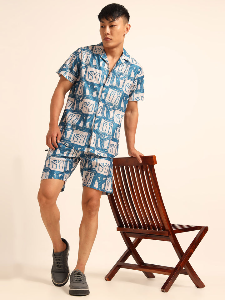 Blue printed Co-Ords Regular Size Co-Ords Bushirt