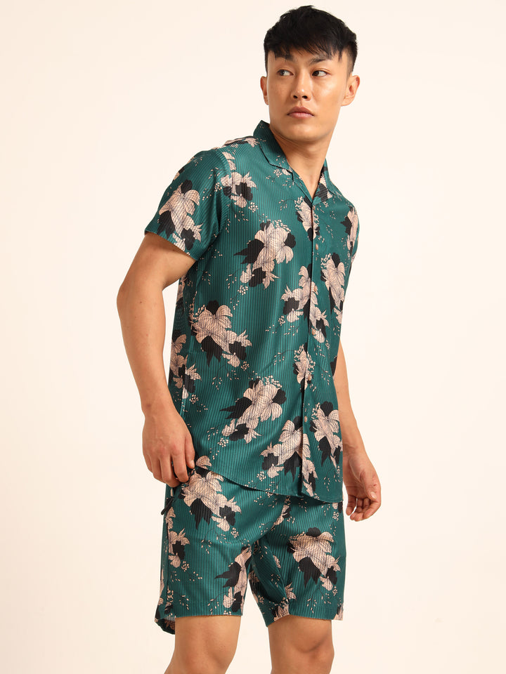 Green Printed Co-Ords Regular Size Co-Ords Bushirt