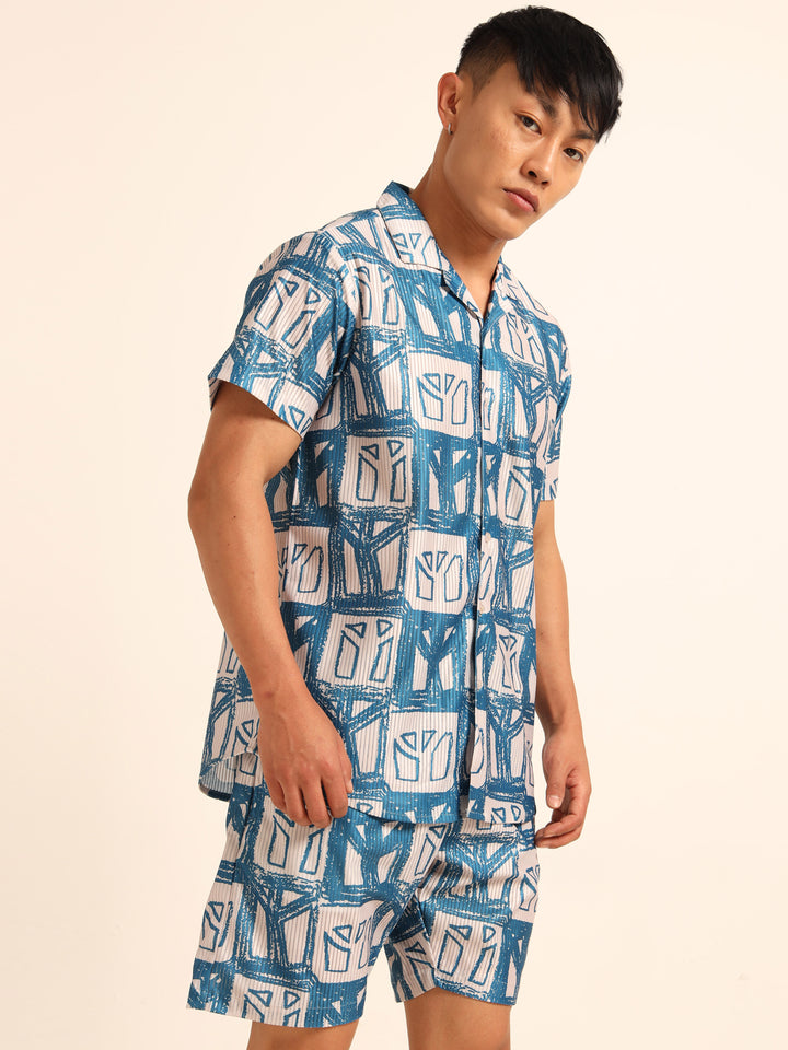 Blue printed Co-Ords Regular Size Co-Ords Bushirt