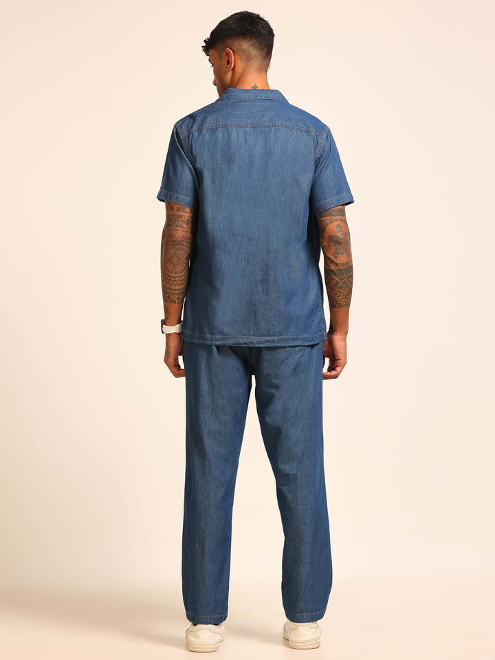 Dark Blue Oversize Denim Co-Ords Oversize Co-ords Bushirt