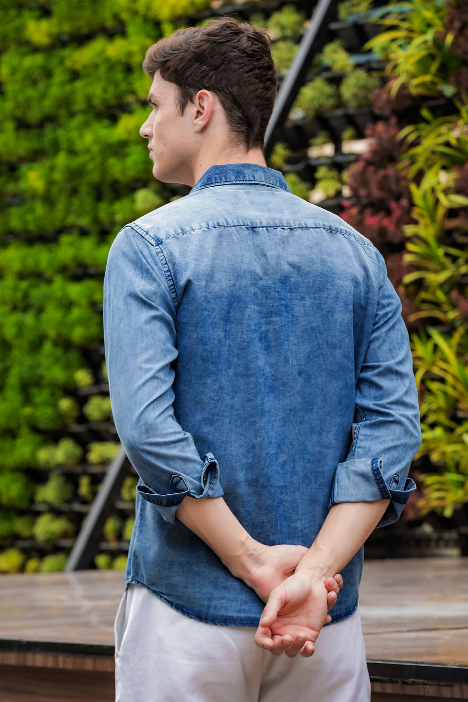 Stone Blue Cargo denim Shirt Solid Shirt Bushirt   