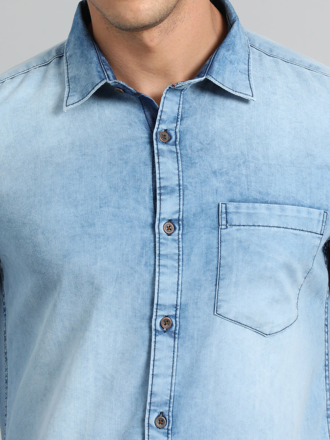Slate Blue Denim Shirt Solid Shirt Bushirt   