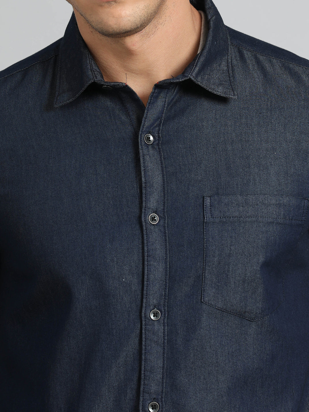 Dark Blue Denim Shirt Solid Shirt Bushirt   