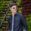 Dark Blue Cargo Denim Shirt Denim Shirts Bushirt   