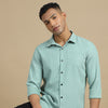 Laurel Green Solid Harring Bone Shirt Solid Shirt Bushirt   