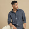 Warm Grey Solid Harring Bone Shirt Solid Shirt Bushirt   