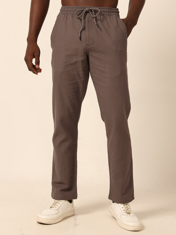 Tuscan Brown Linen Regular Fit Trouser