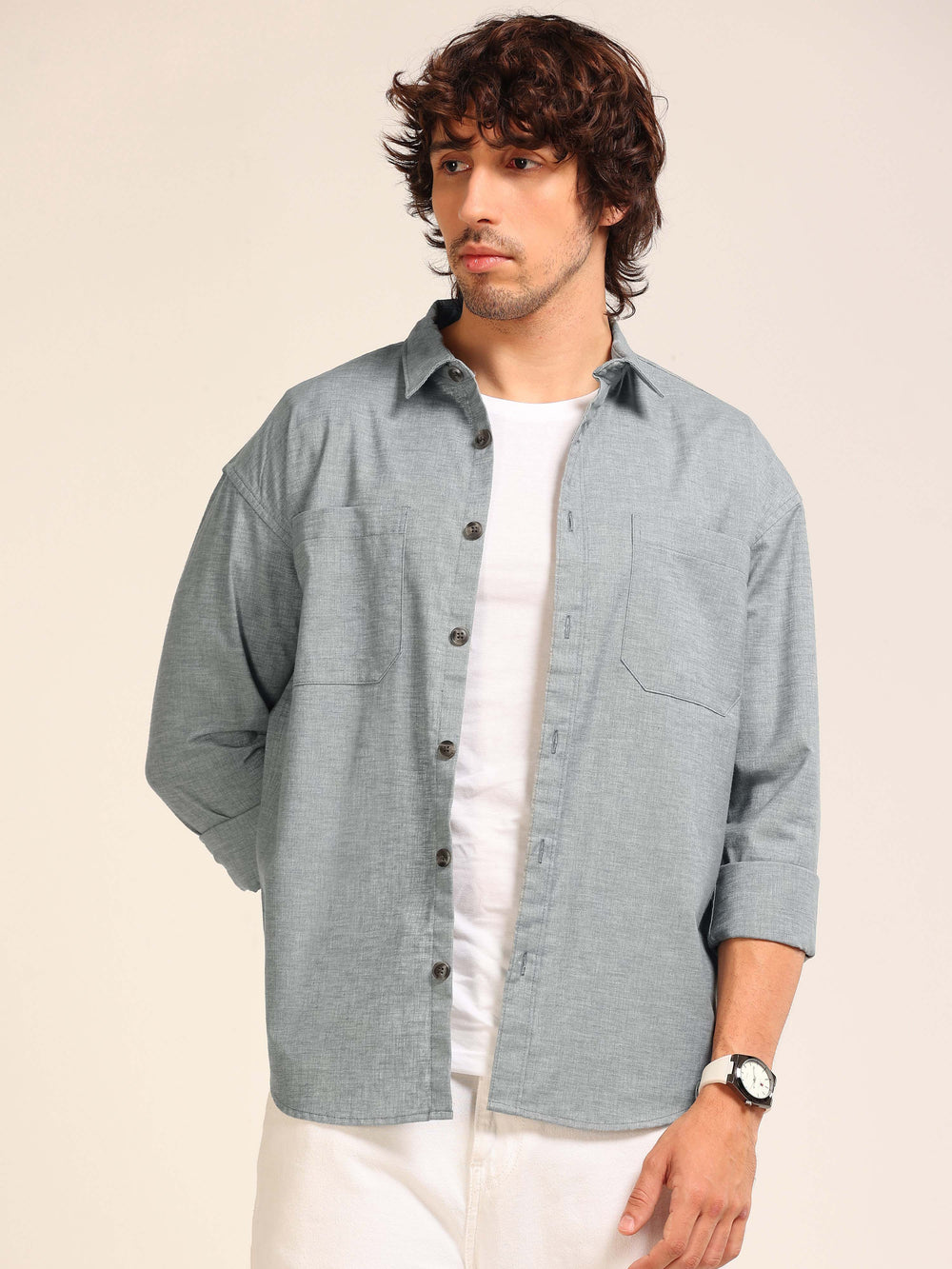 Steel Blue Oversize Lenin Shackets Shackets Bushirt