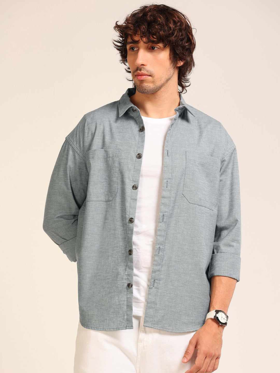 Steel Blue Oversize Lenin Shackets Shackets Bushirt