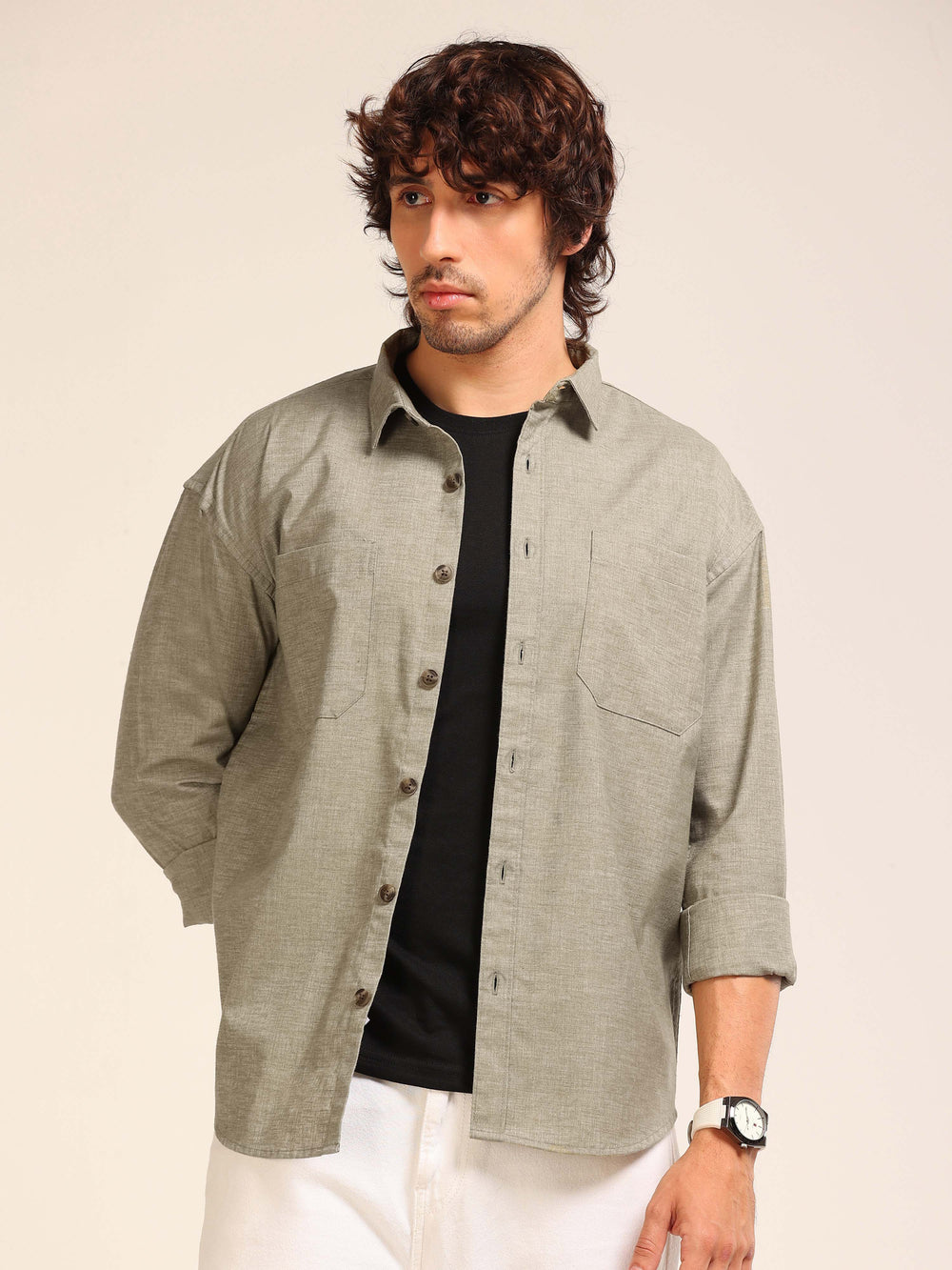 Moss Green Oversize Lenin Shackets Shackets Bushirt