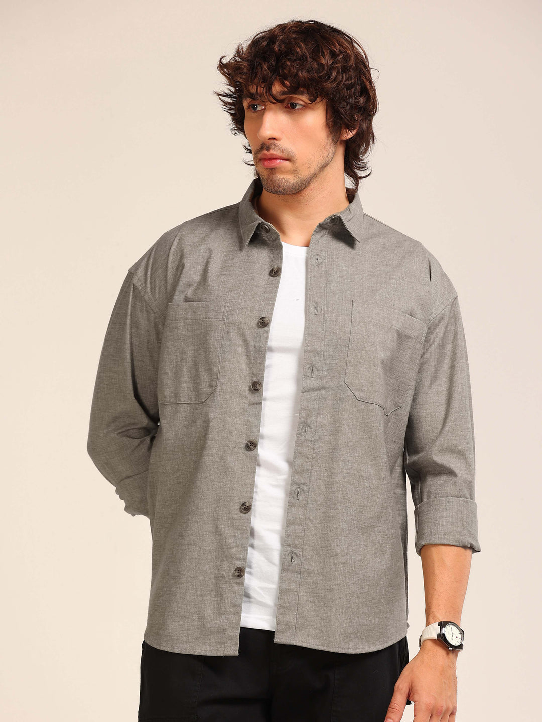 Slate Grey Oversize Lenin Shackets Shackets Bushirt