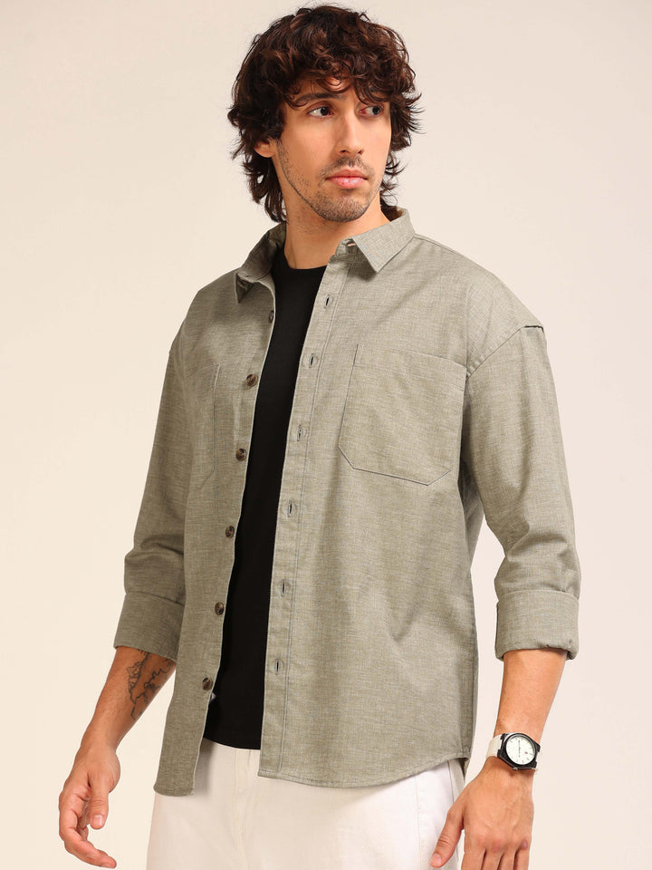 Moss Green Oversize Lenin Shackets Shackets Bushirt