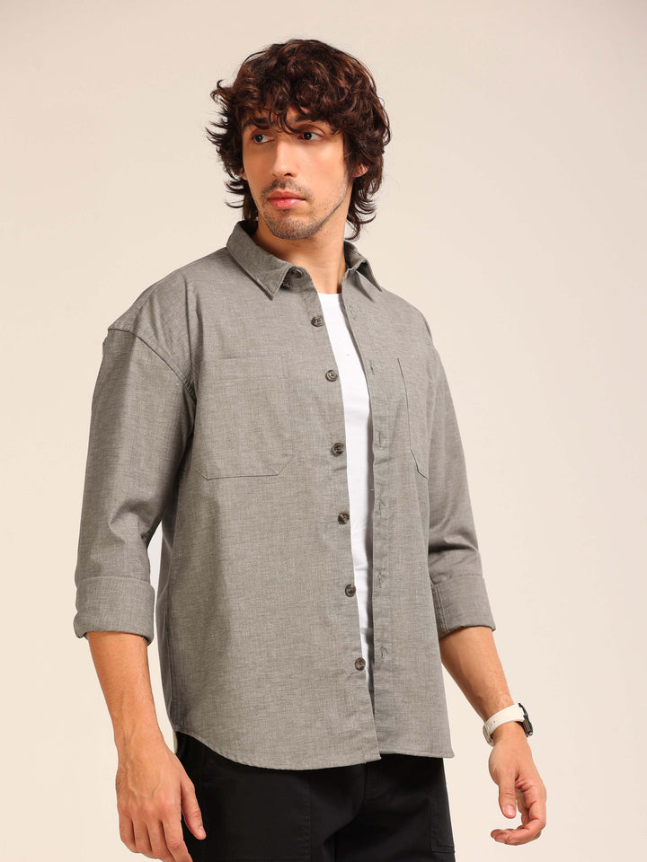 Slate Grey Oversize Lenin Shackets Shackets Bushirt