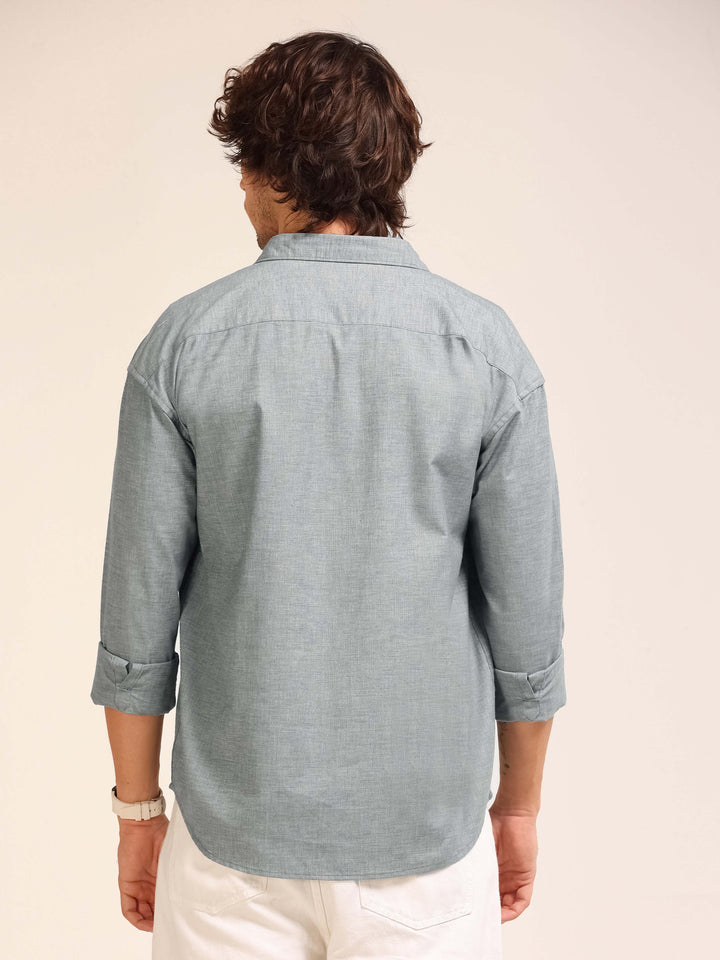 Steel Blue Oversize Lenin Shackets Shackets Bushirt