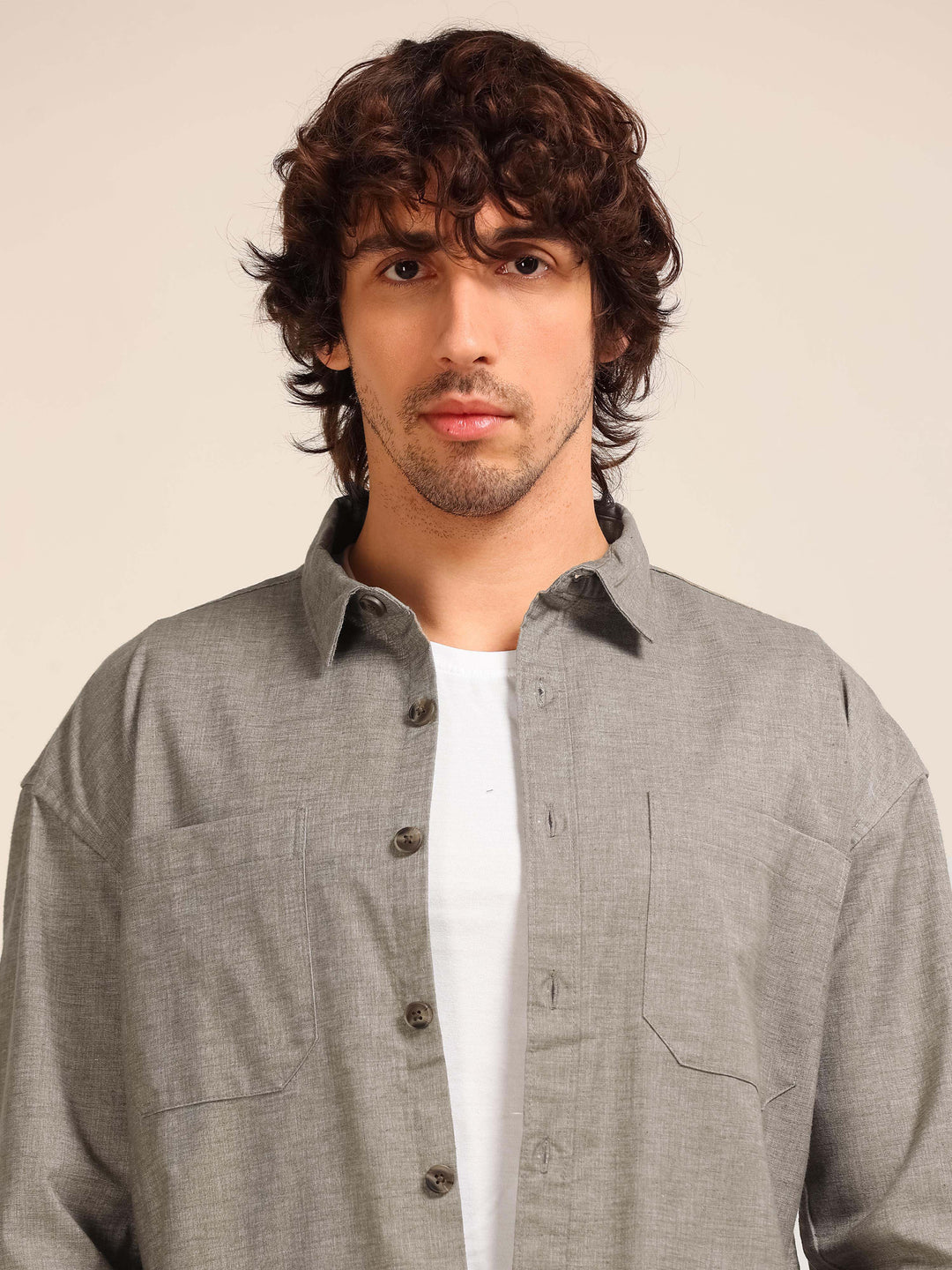 Slate Grey Oversize Lenin Shackets Shackets Bushirt