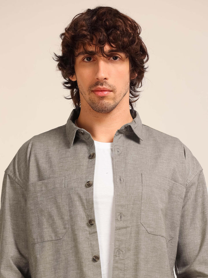 Slate Grey Oversize Lenin Shackets Shackets Bushirt
