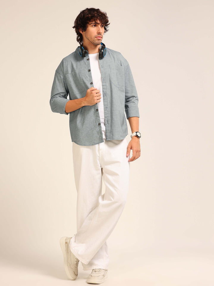 Steel Blue Oversize Lenin Shackets Shackets Bushirt