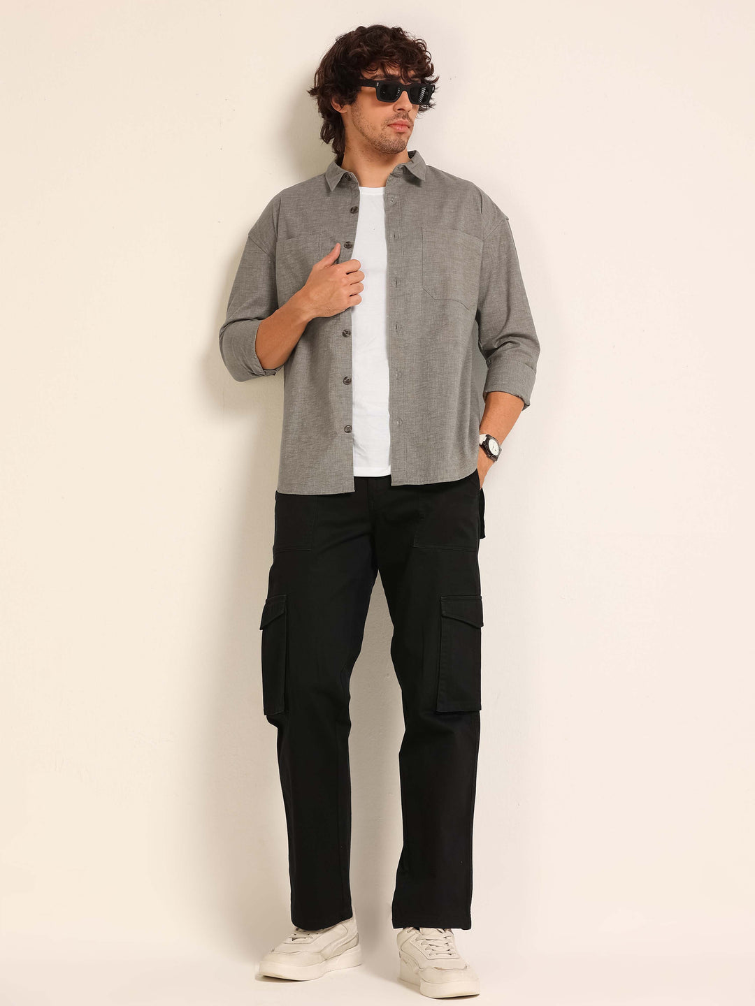 Slate Grey Oversize Lenin Shackets Shackets Bushirt