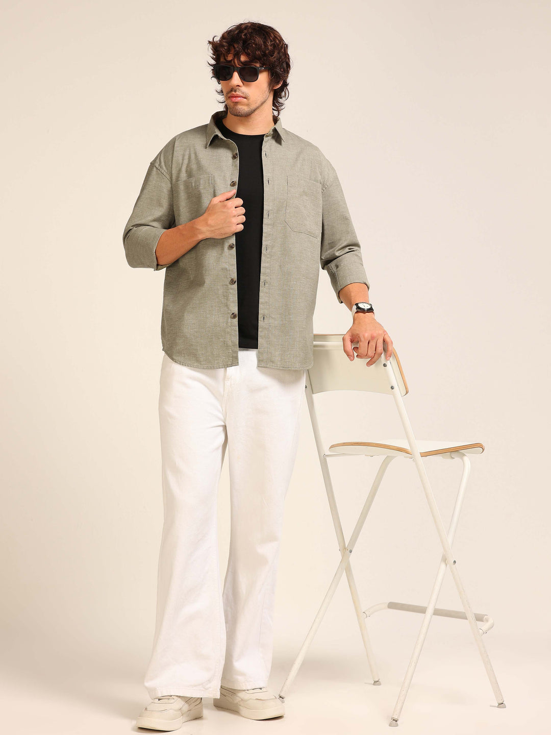 Moss Green Oversize Lenin Shackets Shackets Bushirt