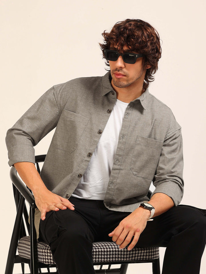 Slate Grey Oversize Lenin Shackets Shackets Bushirt