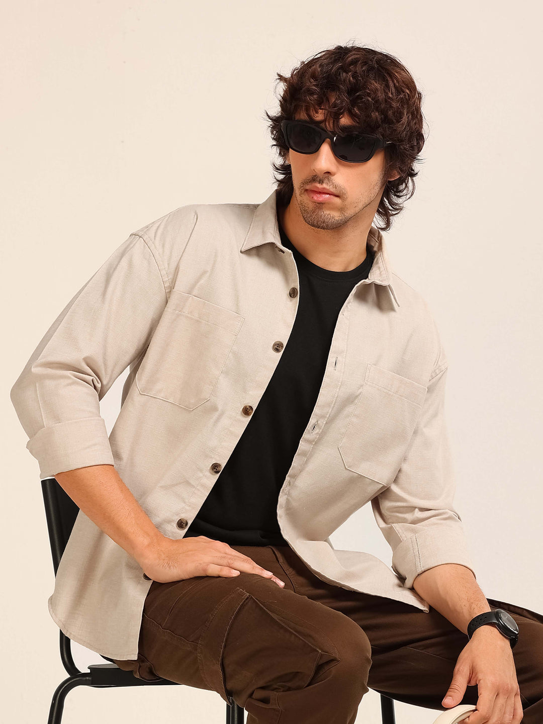 Cream Oversize Lenin Shackets Shackets Bushirt