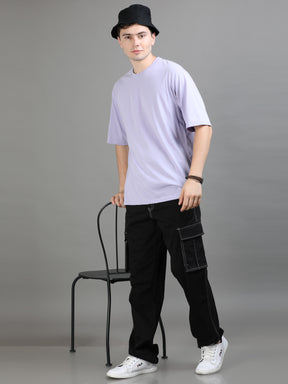 Lilac Oversize Solid T-Shirt Oversize T-Shirt Bushirt   