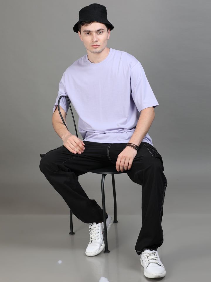Lilac Oversize Solid T-Shirt Oversize T-Shirt Bushirt   