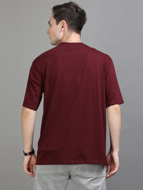 Maroon Oversize Solid T-Shirt Oversize T-Shirt Bushirt   