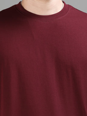 Maroon Oversize Solid T-Shirt Oversize T-Shirt Bushirt   