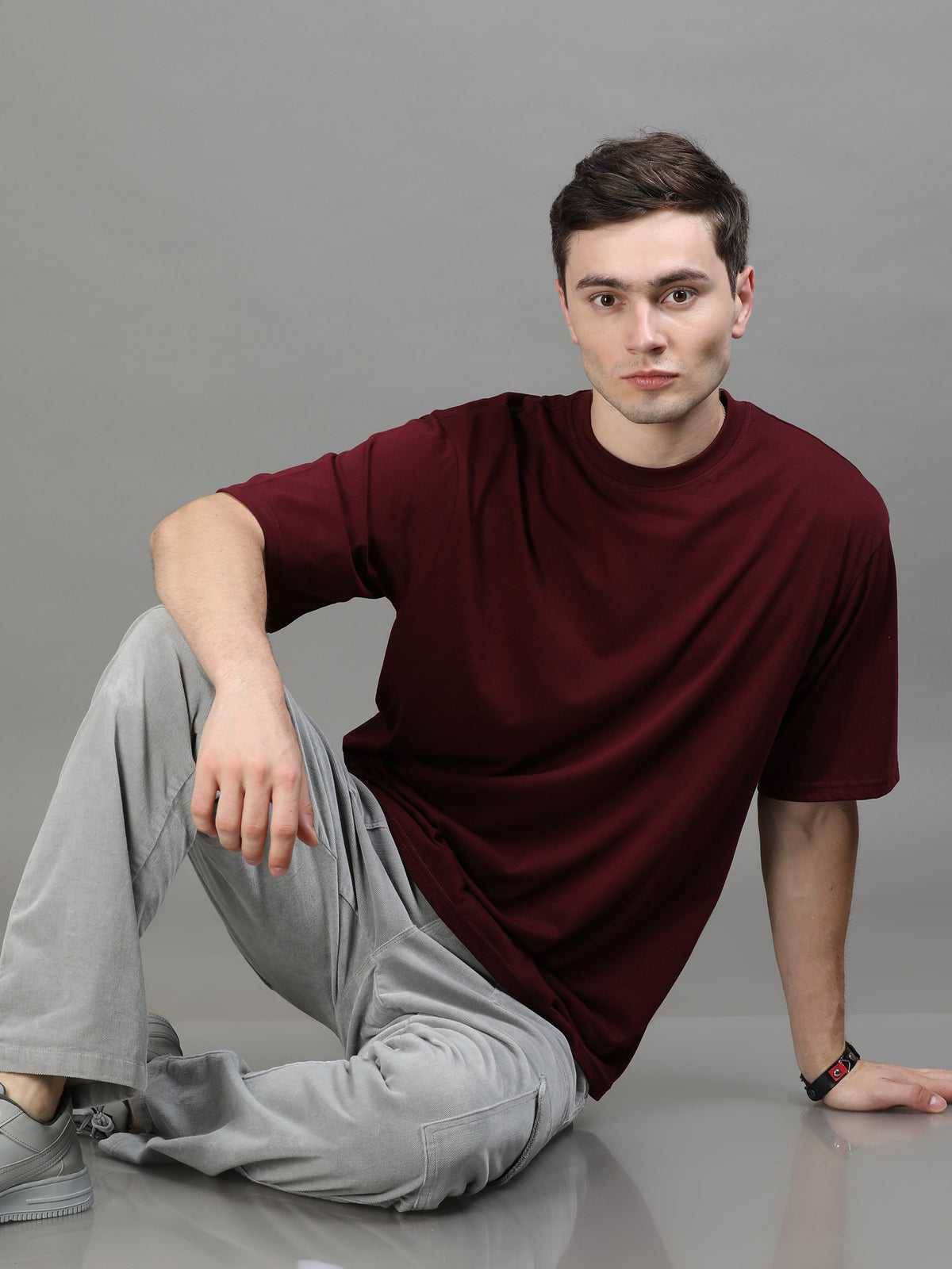 Maroon Oversize Solid T-Shirt Oversize T-Shirt Bushirt   