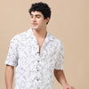 Abstract White Embroidery Shirt Oversize Shirt Bushirt   