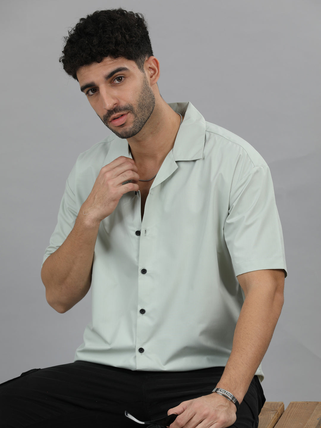 Soft Green Oversize Solid Shirt Oversize Shirt Bushirt   