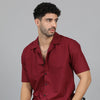 Maroon Oversize Solid Shirt Oversize Shirt Bushirt   