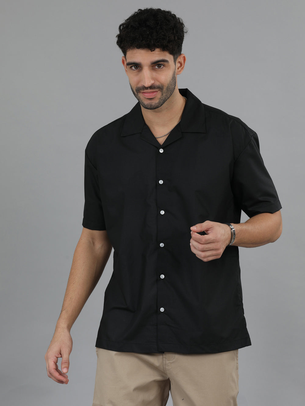 Black Oversize Solid Shirt Oversize Shirt Bushirt   
