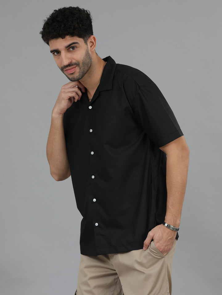 Black Oversize Solid Shirt Oversize Shirt Bushirt   