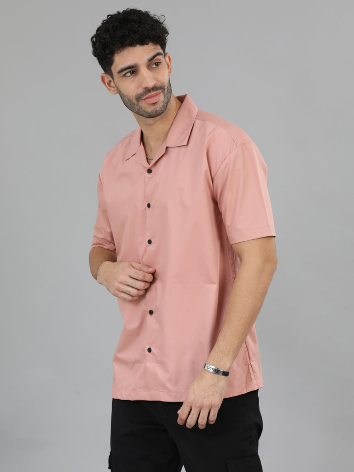 Peach Oversize Solid Shirt Oversize Shirt Bushirt   