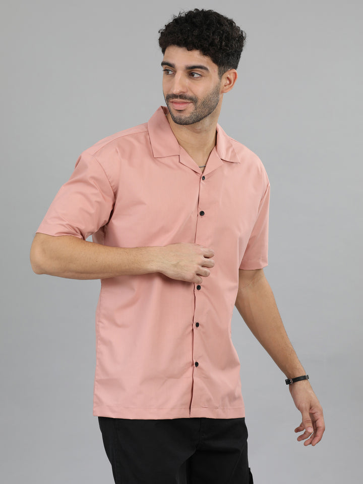 Peach Oversize Solid Shirt Oversize Shirt Bushirt   