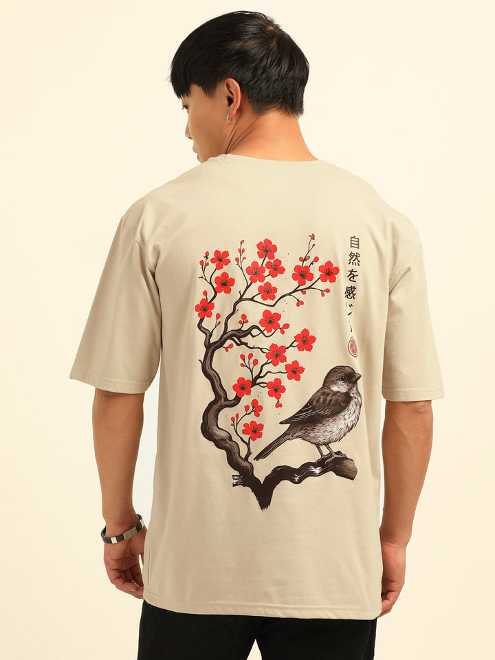 Zen Bird Blossom Oversize T-Shirt