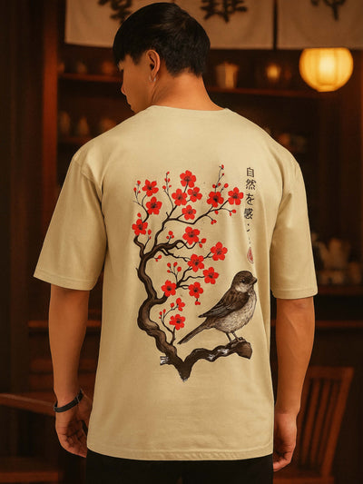 Zen Bird Blossom Oversize T-Shirt Oversize T-Shirt Bushirt