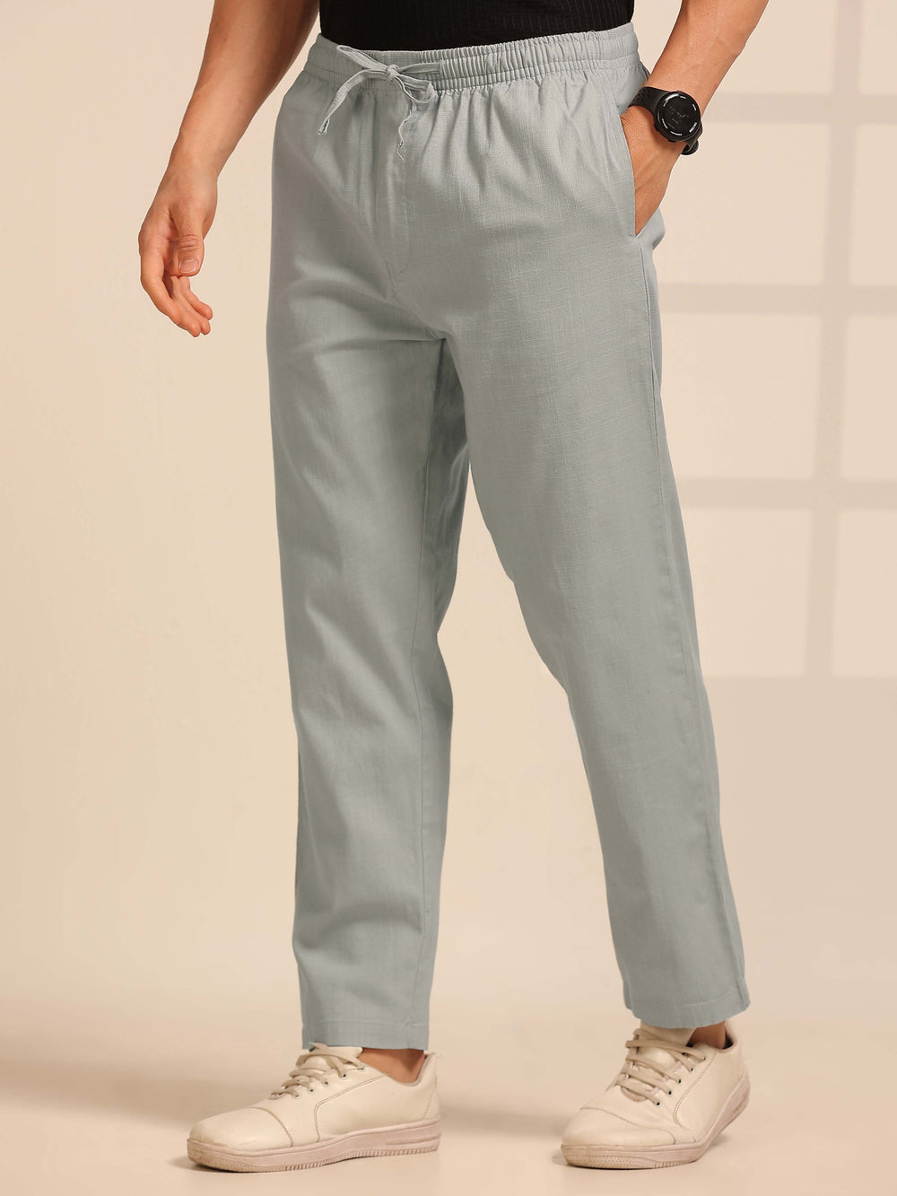 Pastel Grey Linen Relaxed Fit Trouser Linen Trouser Bushirt