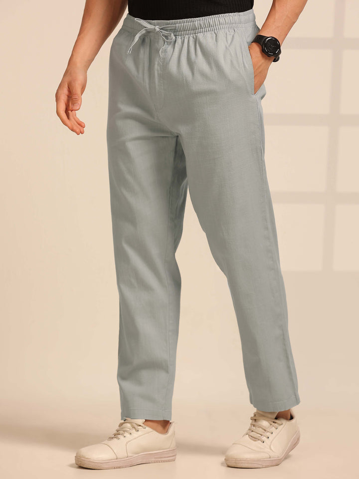 Pastel Grey Linen Relaxed Fit Trouser Linen Trouser Bushirt
