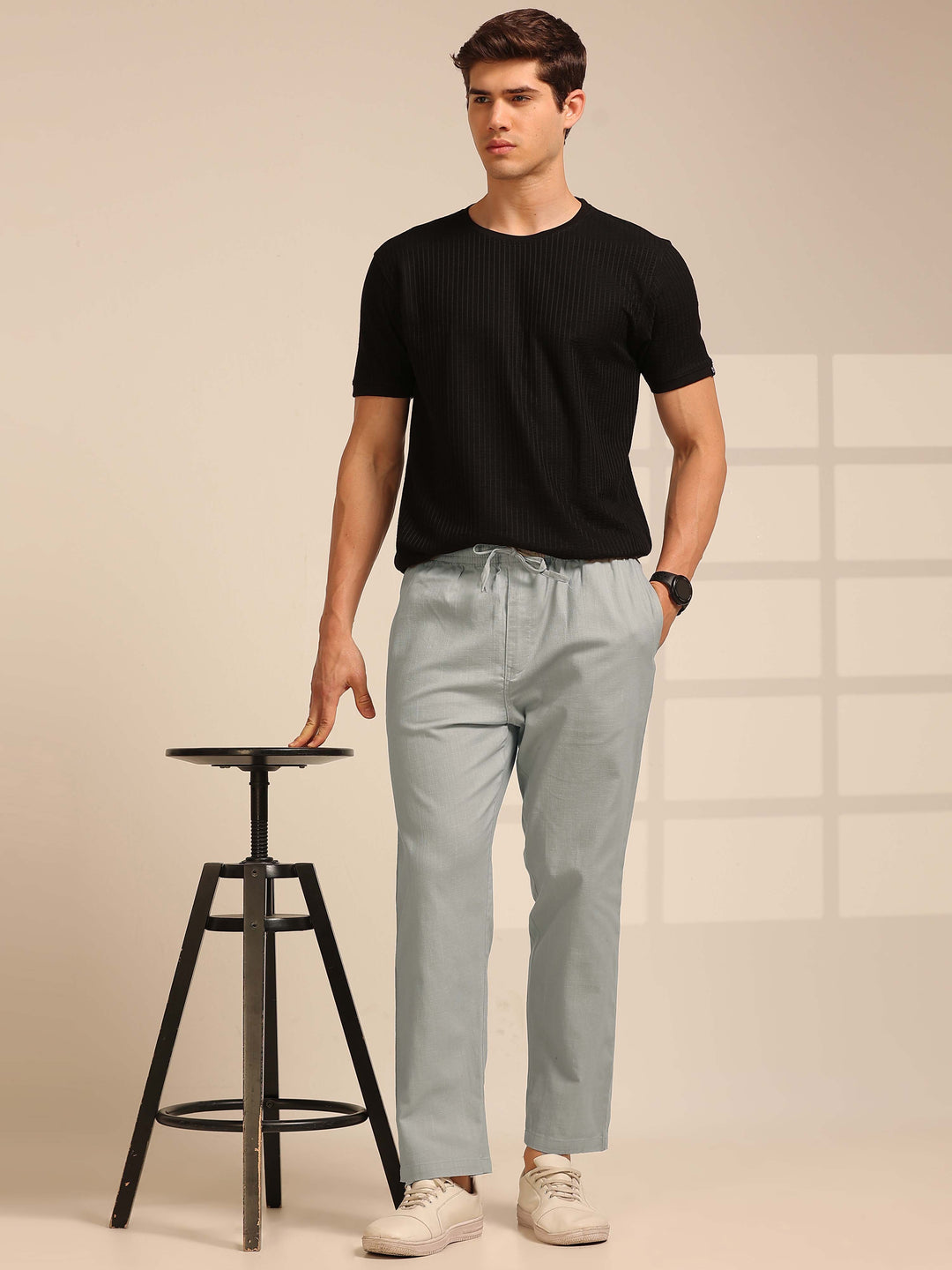 Pastel Grey Linen Relaxed Fit Trouser Linen Trouser Bushirt