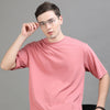 Peach Oversize Solid T-Shirt Oversize T-Shirt Bushirt   