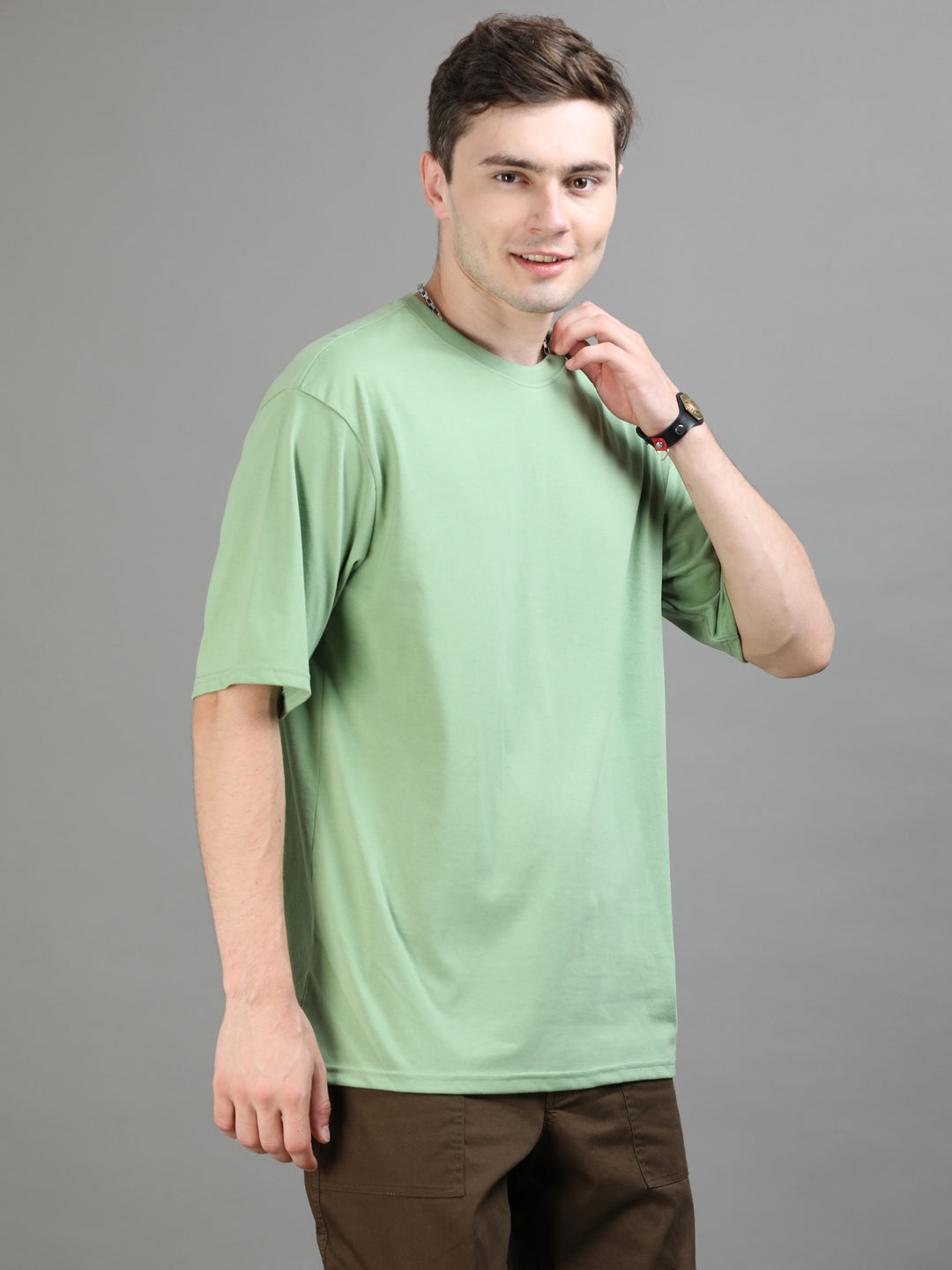 Pickle Green Oversize Solid T-Shirt Oversize T-Shirt Bushirt   