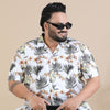 Tropical Leaf Cream Plus Size Co-Ords Plus Size Co-Ords Bushirtin